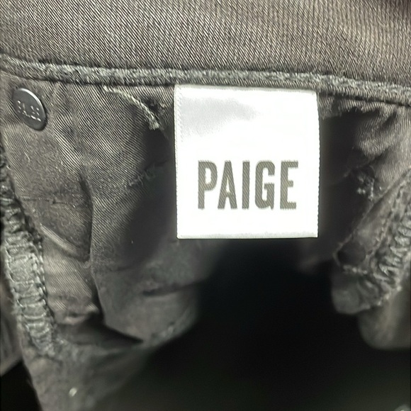 New Paige Accent Black Fog Luxe Coating Ultra High Rise Jeans Button Fly Sz 24 - Picture 13 of 14
